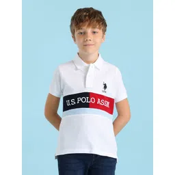 U.S. Polo Assn. Kids Boys Brand Logo Printed Polo Collar Applique T-shirt-picture-38