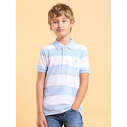 U.S. Polo Assn. Kids Boys Brand Logo Striped Polo Collar Applique T-shirt-picture-51