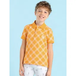 U.S. Polo Assn. Kids Boys Checked Polo Collar Cotton Regular Fit T-shirt-picture-22