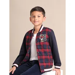 U.S. Polo Assn. Kids Boys Checked Pure Cotton Varsity Jacket-picture-37