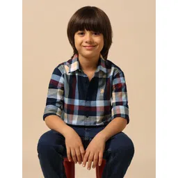 U.S. Polo Assn. Kids Boys Checked Spread Collar Long Sleeves Cotton Shirt-picture-24