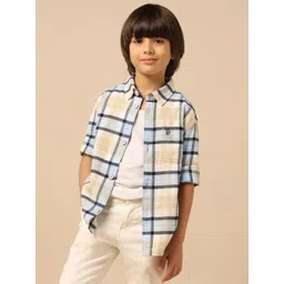 U.S. Polo Assn. Kids Boys Checked Spread Collar Pure Cotton Casual Shirt-picture-32