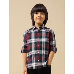 U.S. Polo Assn. Kids Boys Checked Spread Collar Pure Cotton Casual Shirt-picture-29