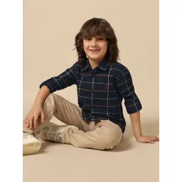 U.S. Polo Assn. Kids Boys Checked Spread Collar Pure Cotton Regular Fit Shirt-picture-26