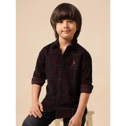 U.S. Polo Assn. Kids Boys Checked Spread Collar Pure Cotton Shirt-picture-34