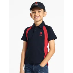 U.S. Polo Assn. Kids Boys Colourblocked Polo Collar Cotton T-shirt-picture-10
