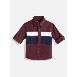 U.S. Polo Assn. Kids Boys Colourblocked Pure Cotton Casual Shirt-picture-43