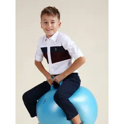 U.S. Polo Assn. Kids Boys Colourblocked Pure Cotton Casual Shirt-picture-34
