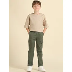 U.S. Polo Assn. Kids Boys Cotton Classic Mid-Rise Regular Fit Cargos Trousers-picture-42