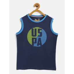 U.S. Polo Assn. Kids Boys Navy Blue Cotton Printed Round Neck Sleeveless Lounge T-shirt-picture-14