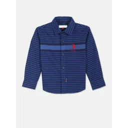 U.S. Polo Assn. Kids Boys Pure Cotton Horizontal Striped Casual Shirt-picture-27