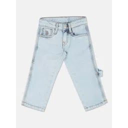 U.S. Polo Assn. Kids Boys Regular Fit Heavy Fade Stretchable Pure Cotton Jeans image 1