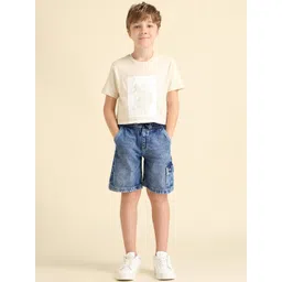 U.S. Polo Assn. Kids Boys Regular Fit Mid-Rise Denim Shorts image 1
