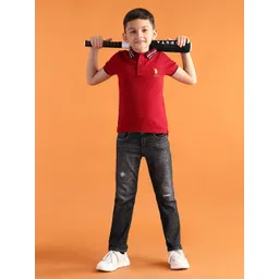 U.S. Polo Assn. Kids Boys Relaxed Fit Mildly Distressed Stretchable Jeans-picture-43