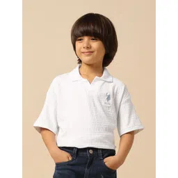 U.S. Polo Assn. Kids Boys Self Design Polo Collar Boxy Cotton T-shirt-picture-18