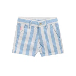 U.S. Polo Assn. Kids Boys Striped Mid Rise Pure Cotton Shorts-picture-21