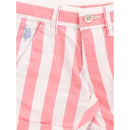 U.S. Polo Assn. Kids Boys Striped Mid Rise Pure Cotton Shorts image 3