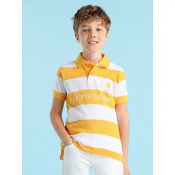 U.S. Polo Assn. Kids Boys Striped Polo Collar Cotton Regular Fit T-shirt-picture-38