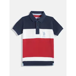 U.S. Polo Assn. Kids Boys Striped Polo Collar Pure Cotton T-shirt-picture-47