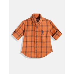 U.S. Polo Assn. Kids Boys Tartan Checked Pure Cotton Casual Shirt-picture-29