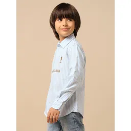 U.S. Polo Assn. Kids Boys Vertical Striped Spread Collar Pure Cotton Casual Shirt image 2