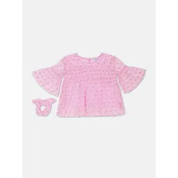 U.S. Polo Assn. Kids Girls Bell Sleeves Printed Top With Hair Band-picture-38