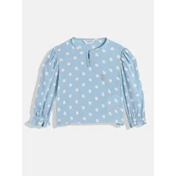 U.S. Polo Assn. Kids Girls Blue Polka Print Top-picture-24