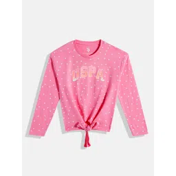 U.S. Polo Assn. Kids Girls Brand Logo Printed Pure Cotton Knotted Top-picture-55