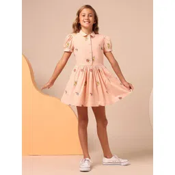 U.S. Polo Assn. Kids Girls Floral Print Gathered or Pleated Fit & Flare Mini Dress-picture-33