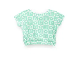 U.S. Polo Assn. Kids Girls Floral Printed Pure Cotton Crop T-shirt image 2