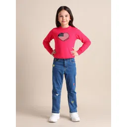 U.S. Polo Assn. Kids Girls Mom Fit Mid-Rise Light Fade Embroidered Stretchable Jeans-picture-49