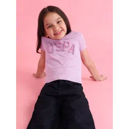 U.S. Polo Assn. Kids Girls Pure Cotton Brand Logo Embossed T-shirt-picture-45