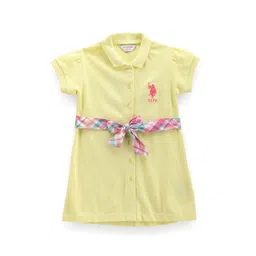 U.S. Polo Assn. Kids Girls Shirt Collar Puffed Sleeves Pure Cotton A-Line Dress-picture-48
