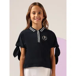 U.S. Polo Assn. Kids Girls Solid Polo Collar T-shirt-picture-11