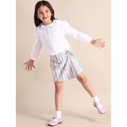 U.S. Polo Assn. Kids Girls Striped Pure Cotton A-Line Mini Skirts-picture-46
