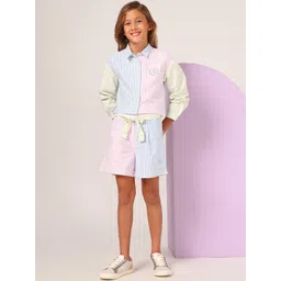 U.S. Polo Assn. Kids Girls Striped Shorts-picture-28