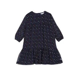 U.S. Polo Assn. Kids Girls Typography Printed Puff Sleeves Pure Cotton A-Line Dress-picture-40
