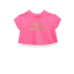 U.S. Polo Assn. Kids Girls Typography Printed Pure Cotton Cop T-shirt-picture-21