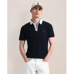 Men Slim Fit Polo T-Shirt with Contrast Collar-image-9