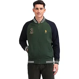 Mens Green Colour Blocked Collared Neck Long Sleeve Casual Cotton Regular Fit Sweatshirt-image-21