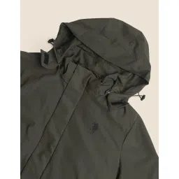 u.s. polo assn. Men's Green Solid Hooded Long Sleeve Casual Polyester Regular Fit Jacket image 4