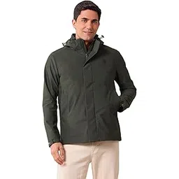 Men's Green Solid Hooded Long Sleeve Casual Polyester Regular Fit Jacket-image-4