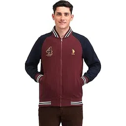 Mens Red Colour Blocked Collared Neck Long Sleeve Casual Cotton Regular Fit Sweatshirt-image-46