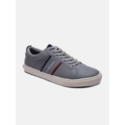 U S Polo Assn Men Grey Striped PU Sneakers-image-3