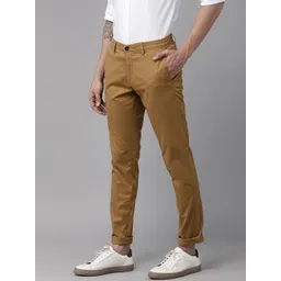 U S Polo Assn Men Mustard Yellow Solid Mid Rise Slim Fit Chinos Trousers-image-22