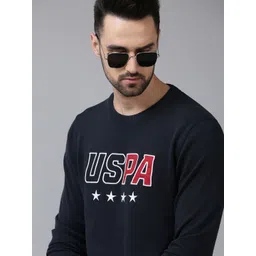 U S Polo Assn Men Navy Blue Brand Logo Embroidered Pure Cotton Pullover-image-12