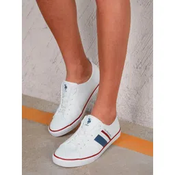 U S Polo Assn Men Off White PU Sneakers-image-9