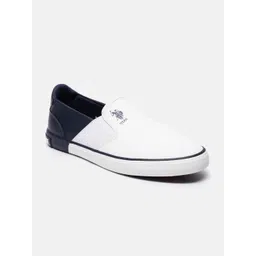 U S Polo Assn .Men White Colourblocked PU Slip-On Sneakers-image-22