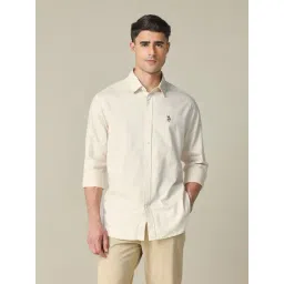 U.S. Polo Assn. Beige Cotton Regular Fit Self Pattern Shirt-picture-22