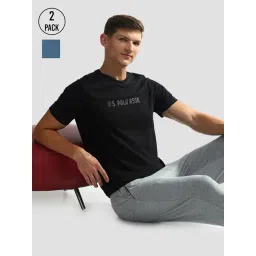 U.S. Polo Assn. Black & Blue Regular Fit Logo Print Lounge T-Shirt - Pack of 2-picture-27